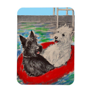 Blackie und Whitie auf einem Floß Magnet