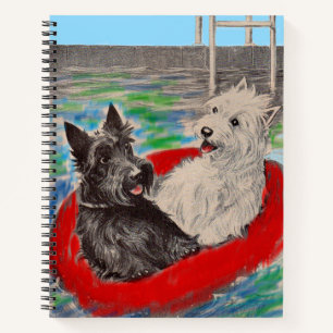 Blackie und Whitie auf einem Floß Notizbuch