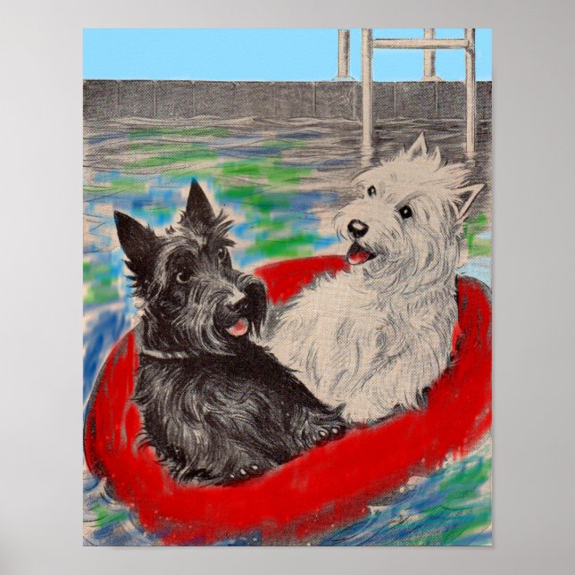 Blackie und Whitie auf einem Floß Poster (Vorne)