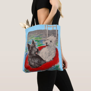 Blackie und Whitie auf einem Floß Tasche