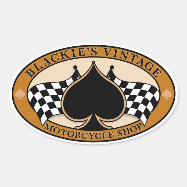 Blackies Vintager Motorradladen Ovaler Aufkleber (Vorderseite)
