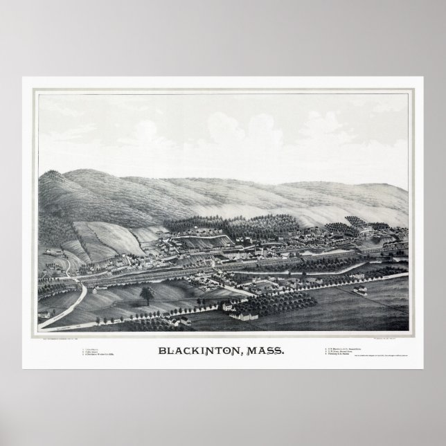 Blackinton, MA Panoramic Karte - 1889 Poster (Vorne)