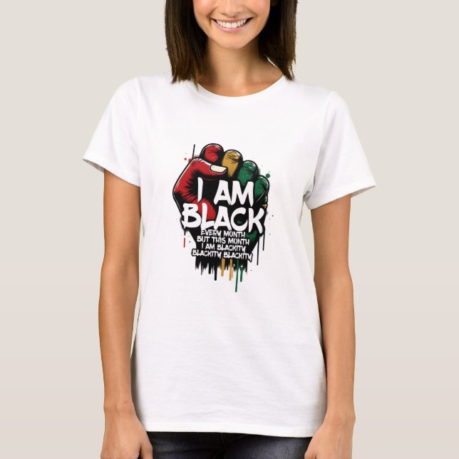 Blackity Black Power Fist Pride Pan-African Graffi T-Shirt (Vorderseite)