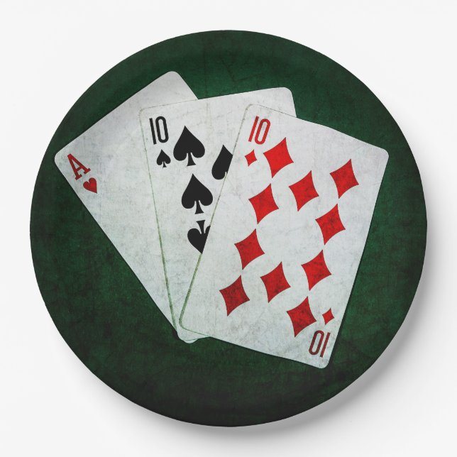 Blackjack 21 Punkt - As, 10, 10 Pappteller (Vorderseite)