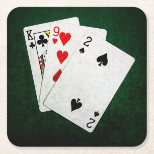 Blackjack 21 Punkt - König, neun, zwei Rechteckiger Pappuntersetzer