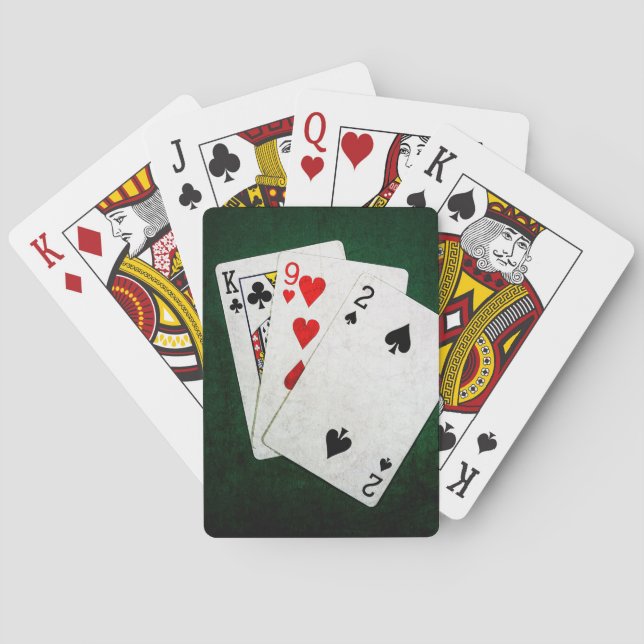 Blackjack 21 Punkt - König, neun, zwei Spielkarten (Rückseite)
