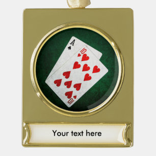 Blackjack 21 Punkte - As, 10 Banner-Ornament Gold