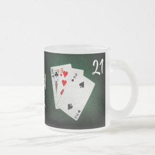 Blackjack 21 Punkte - König, Neun, Zwei - Viel Glü Mattglastasse