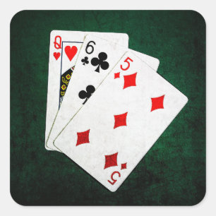 Blackjack 21 Punkte - Königin, Sechs, Fünf Quadratischer Aufkleber