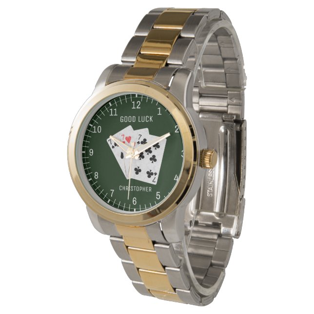 Blackjack 777 Kartenkombination. Viel Glück Armbanduhr (Schrägansicht)