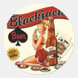 Blackjack Bier Runder Aufkleber