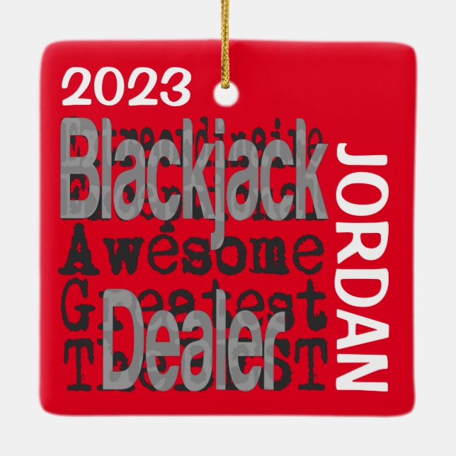 Blackjack Dealer Extraordinaire CUSTOM Keramikornament (Rückseite)