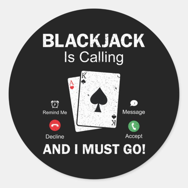 Blackjack Gambling 21 Blackjack Runder Aufkleber (Vorderseite)