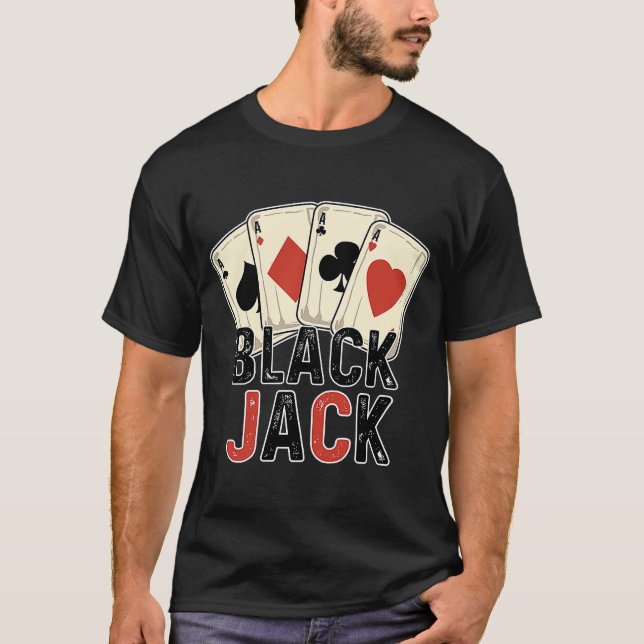 Blackjack Player Gambler 21 Card Casino T-Shirt (Vorderseite)