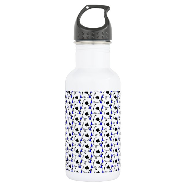 Blackjack Spades Blue Edelstahlflasche (Vorderseite)