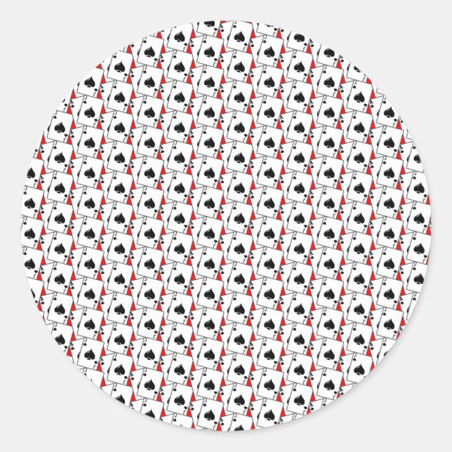Blackjack Spades Red Runder Aufkleber (Vorderseite)