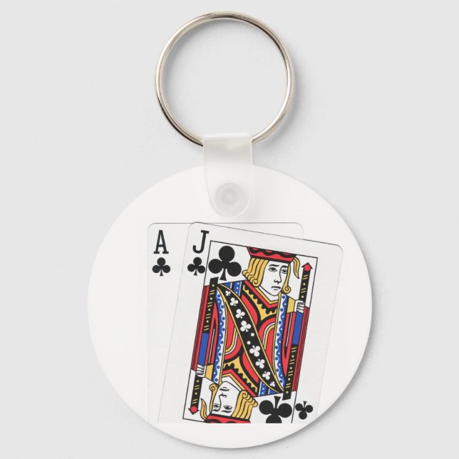 Blackjack Spieler Glücklicher Schlüsselanhänger (Vorderseite)