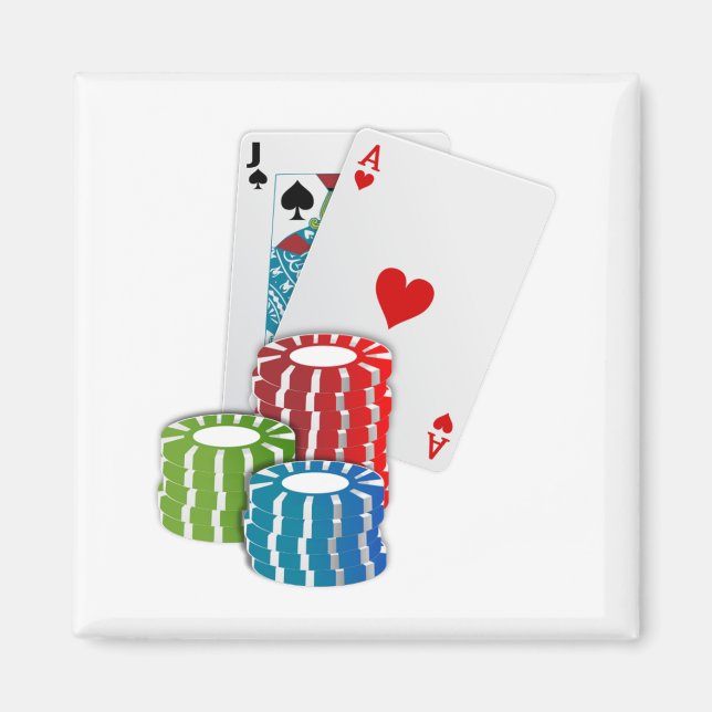 Blackjack with Poker Chips Magnet (Vorne)