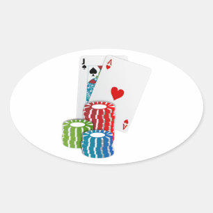 Blackjack with Poker Chips Ovaler Aufkleber