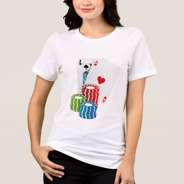 Blackjack with Poker Chips Tri-Blend Shirt (Vorderseite)