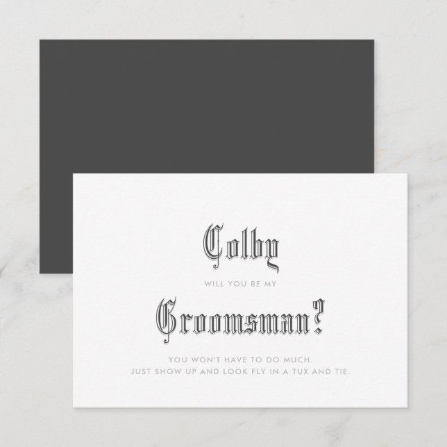 Blackletter Trauzeuge Einladung (Vorne/Hinten)