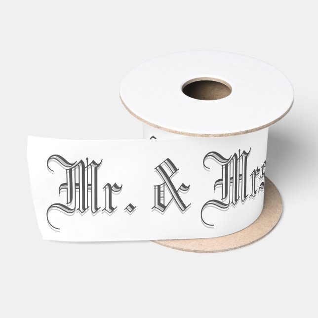 Blackletter Wedding Words Satin Ribbon Satinband (Spule)