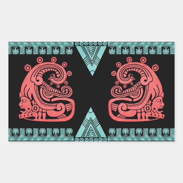 Blacklight Aztec Warrior Hieroglyph Rechteckiger Aufkleber (Vorderseite)
