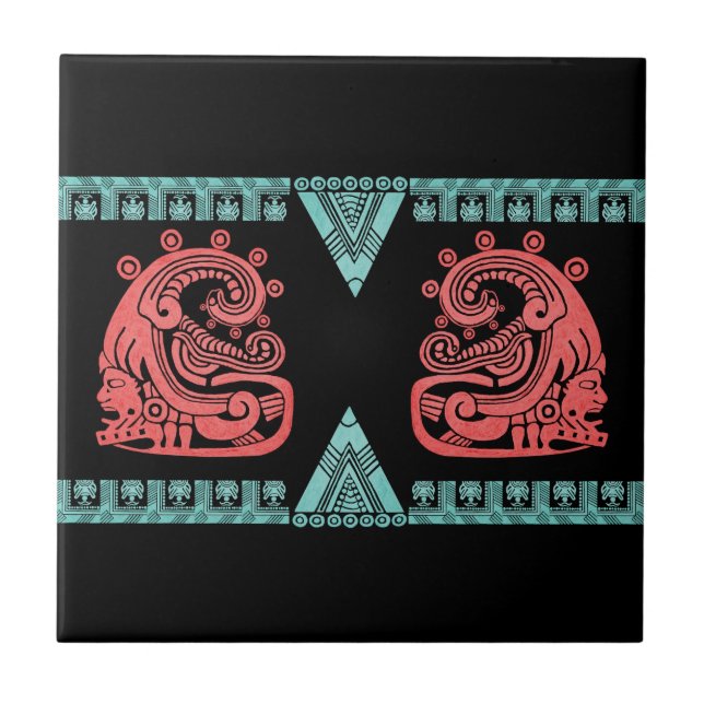 Blacklight aztekische Kriegers-Hieroglyphe Fliese (Vorderseite)