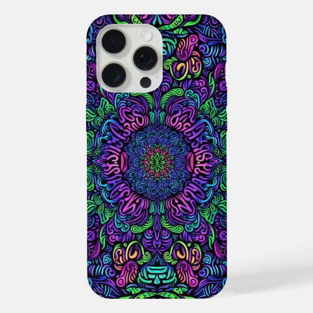 Blacklight Graffiti-Design iPhone 15 Pro Max Hülle (Rückseite)