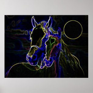 Blacklight Horses Poster Printwerbung - Pferdepost
