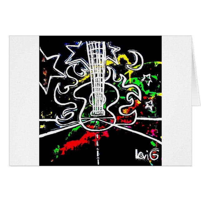 Blacklight/Neonspritzen-lodernde Gitarre auf (Vorderseite (Horizontal))