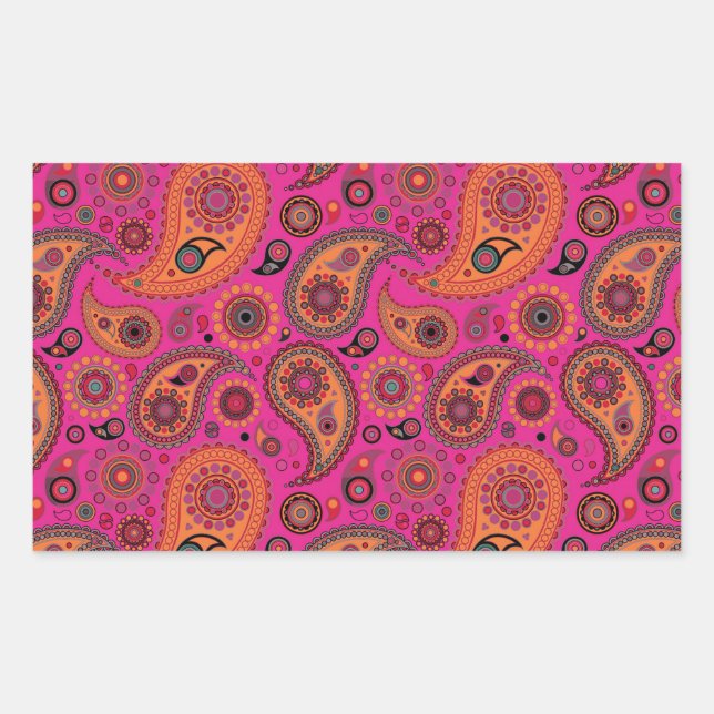 Blacklight Paisley Rechteckiger Aufkleber (Vorderseite)