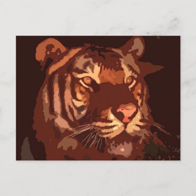 Blacklight Tiger Face Postkarte (Vorderseite)