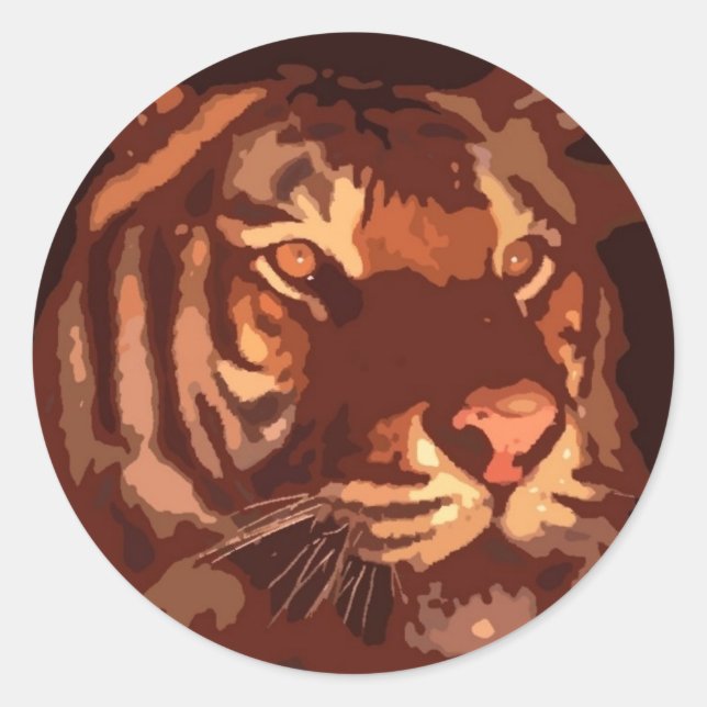 Blacklight Tiger Face Runder Aufkleber (Vorderseite)