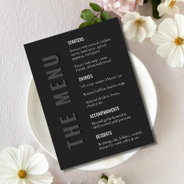 Blackout Minimalist Modern Wedding Menu