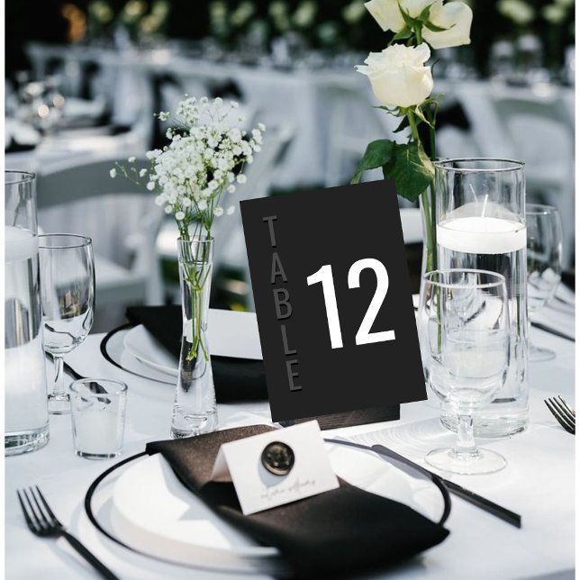 Blackout Minimalist Modern Wedding Table Card Tischnummer (Von Creator hochgeladen)