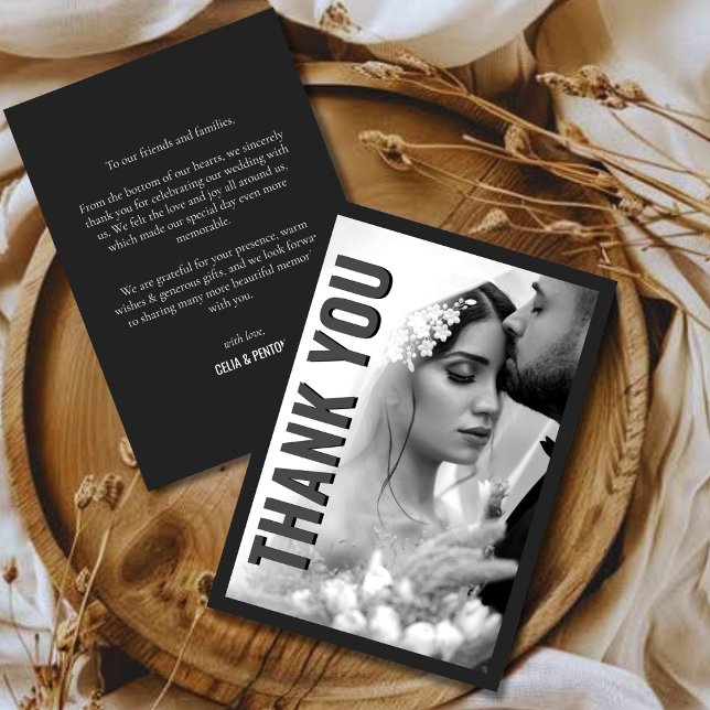 Blackout Minimalist Modern Wedding Thank You Card Dankeskarte (Von Creator hochgeladen)
