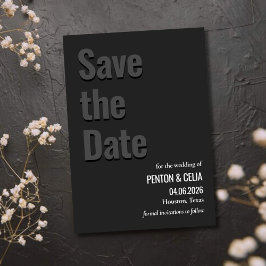 Blackout Minimalist Wedding Save the Date Card Einladung