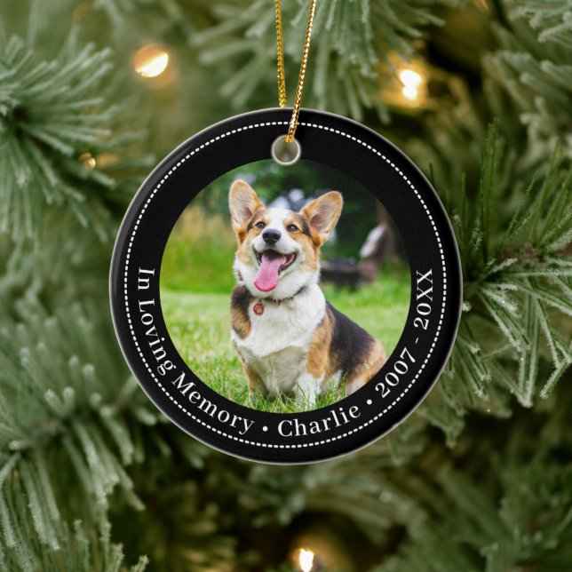 BlackPawprints auf Herz-Kreislauf-Foto im Love Mem Keramik Ornament (Baum)