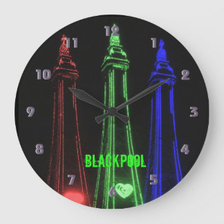 Blackpool Beautiful Tower Lights, rot, grün, Große Wanduhr