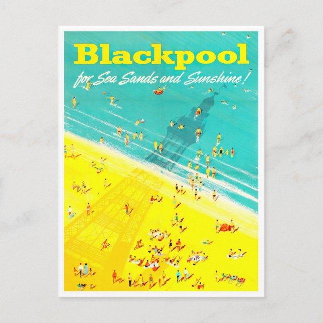 Blackpool England Jahrgang Reise Postkarte (Vorderseite)