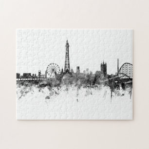 Blackpool England Skyline Schwarz-weiß