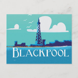 Blackpool, England Vintage Reiseplakat Postkarte