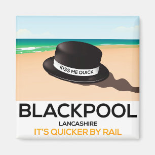 Blackpool "kiss me quick"-Mützen-Reisezugplakat Magnet