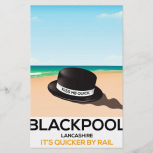Blackpool "küss mich schnell" Reisezug-Poster Briefpapier