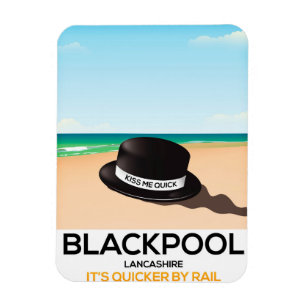 Blackpool "küss mich schnell" Reisezug-Poster Magnet