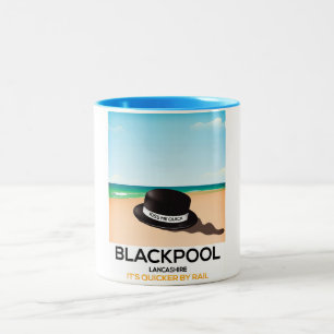 Blackpool "küss mich schnell" Reisezug-Poster Zweifarbige Tasse