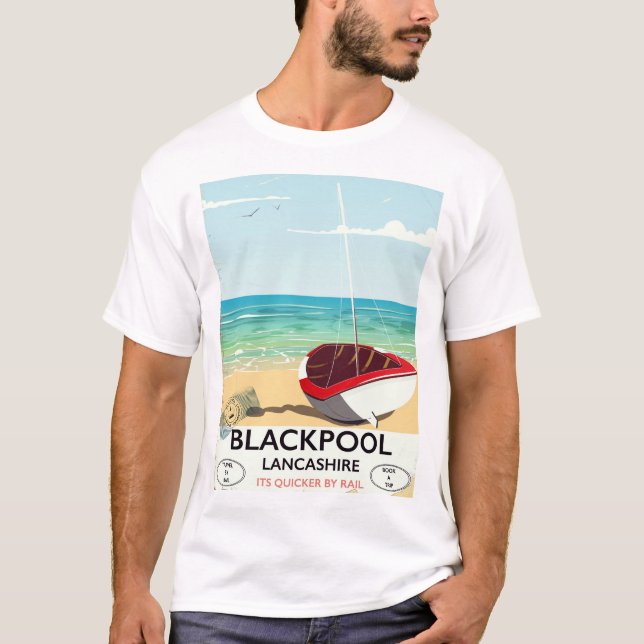 Blackpool, Lancashire, Bahnposter T-Shirt (Vorderseite)