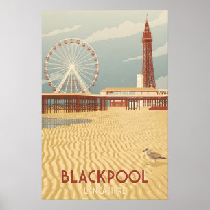 Blackpool Reiseplakat an der Küste Poster