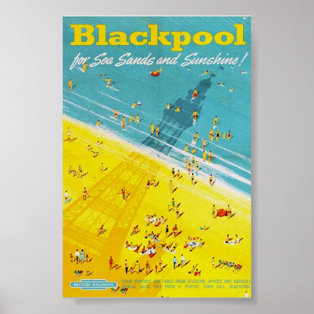 Blackpool Retro Vintage Travel Poster Print (Vorne)